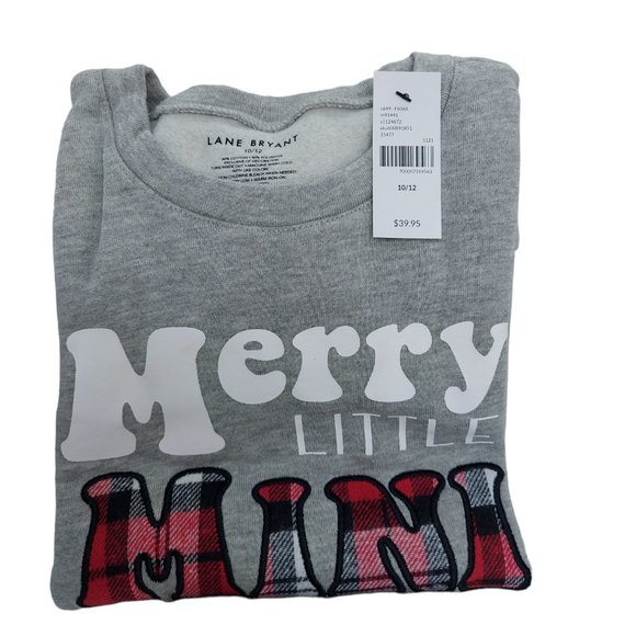 Lane Bryant Merry Little Mini Sweatshirt Girl's Size 10/12 NWT - Picture 1 of 6